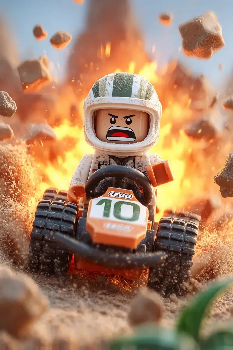 Preview of Lego Racer on Exploding Volcano Slope