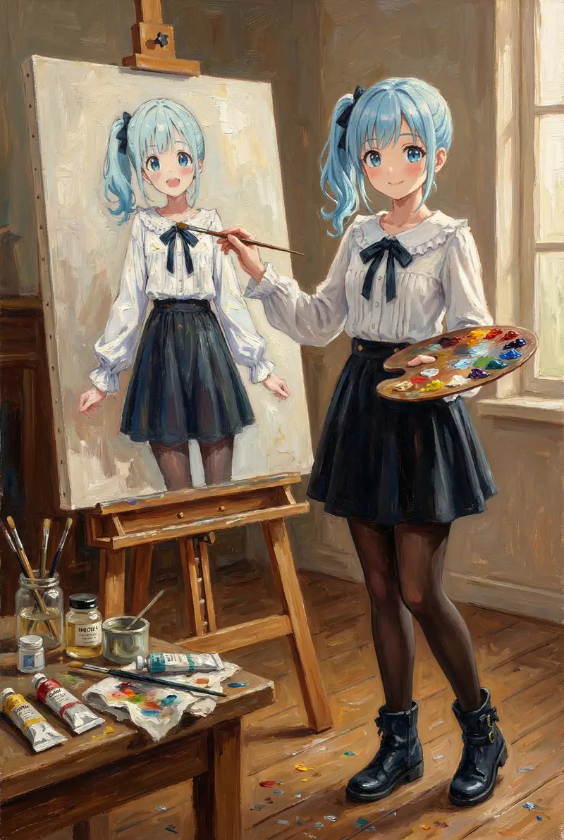 Preview of Reference Character Painting Self-Portrait in Oil Style