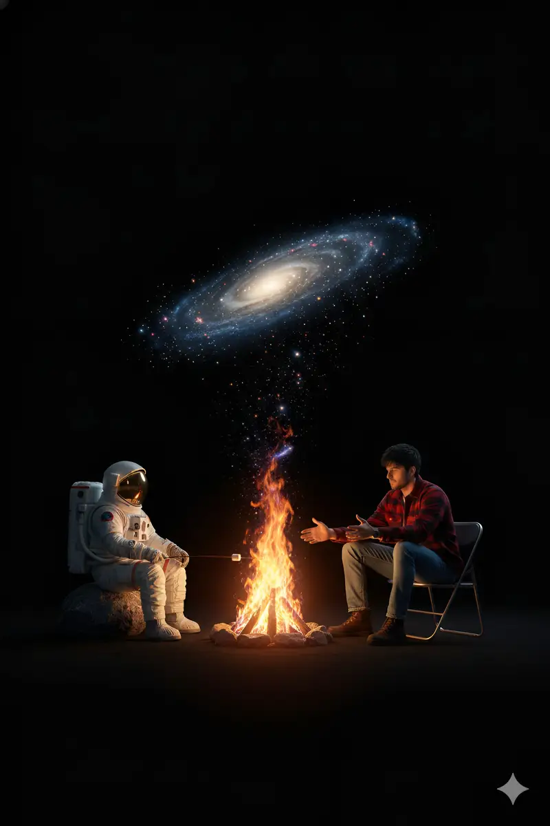 پیش‌نمایش Surreal Campfire in Cosmic Void