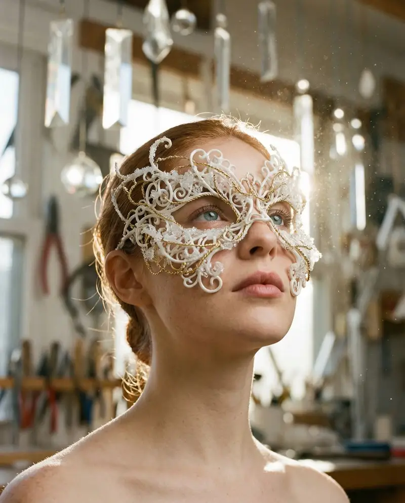Preview of Frozen Divinity Surreal Editorial Portrait Prompt