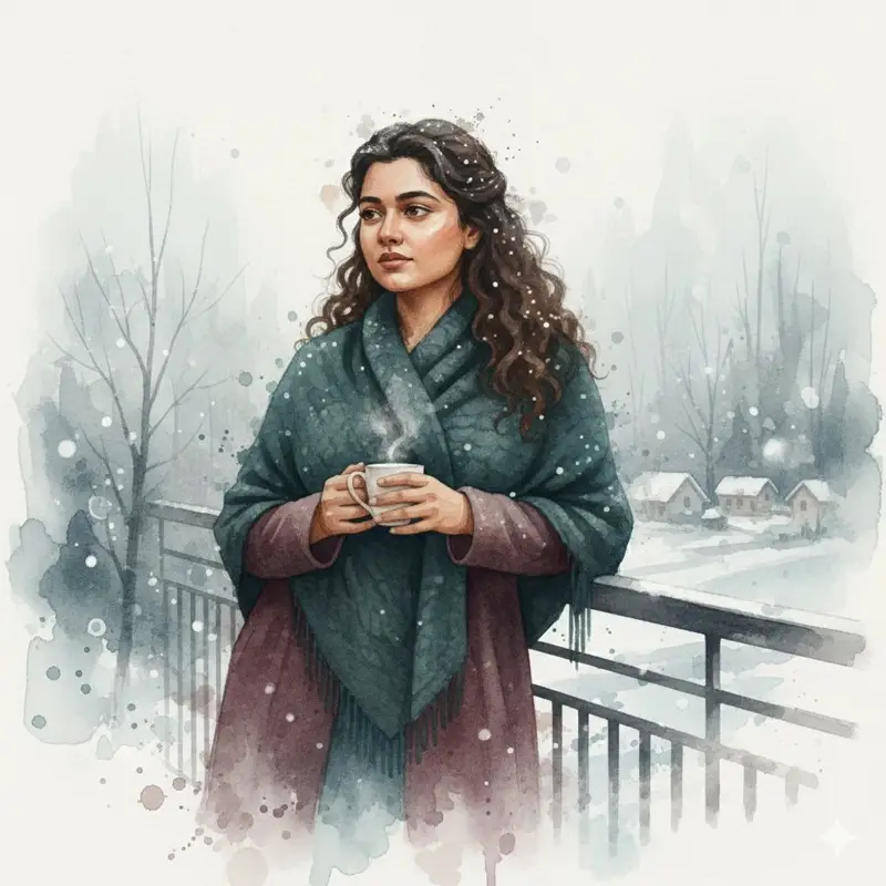 پیش‌نمایش Winter Watercolor Portrait with Identity Lock Prompt