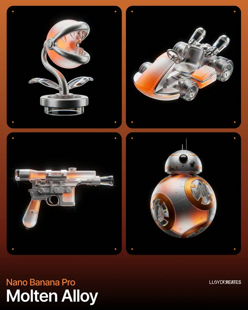 Preview of Molten Alloy Product Photography Prompt (JSON)