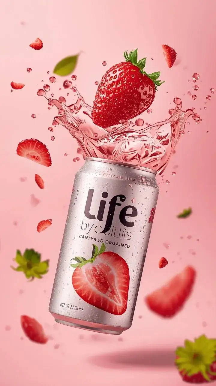 Preview of High-Speed Beverage Ad with Strawberry Splash