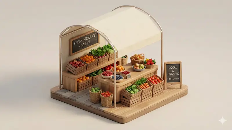 Preview of Minimal 3D Isometric Urban Retail Kiosk Diorama