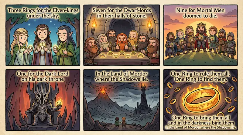 Preview of Cel-Shaded Comic Strip Prompt for LOTR Poem