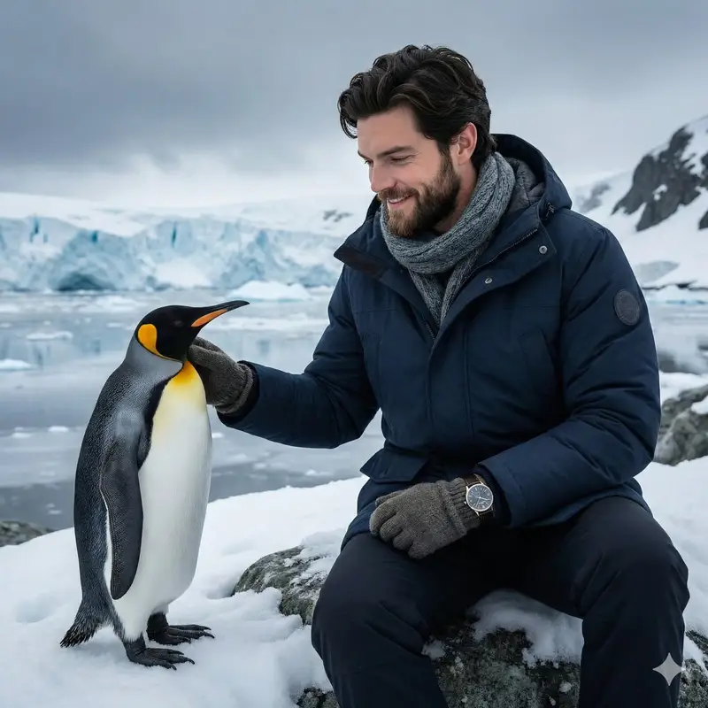 پیش‌نمایش Antarctic Penguin Encounter Photograph Prompt