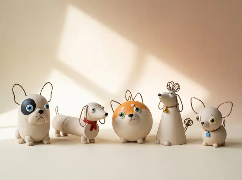 Preview of Handmade Clay Figurine Style with Wire Elements