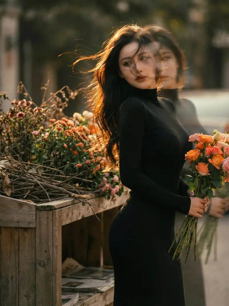Preview of Dreamy Double Exposure Portrait with Sunset Light