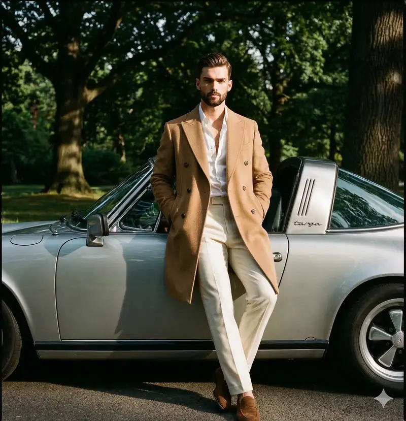 Preview of Editorial Photograph of a Man with a Vintage Porsche