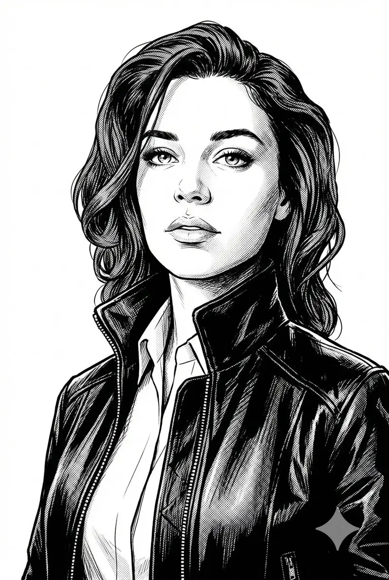 Preview of Black and White Digital Illustration Portrait