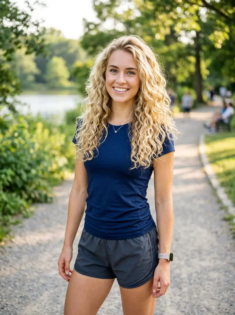 Preview of Athletic Blonde Curly Hair Portrait