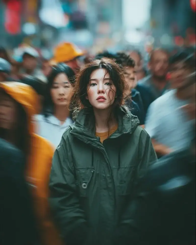 Preview of Candid Paparazzi Street Portrait with Motion Blur