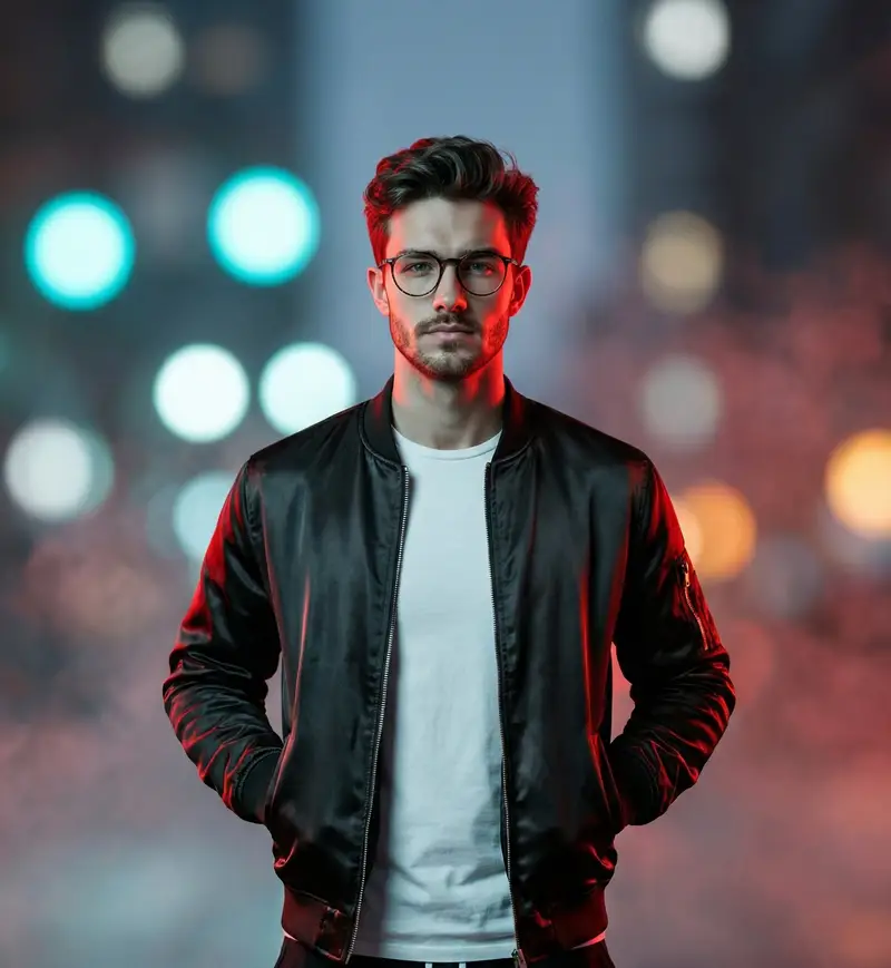 Preview of Cinematic Streetwear Portrait with Neon Lighting