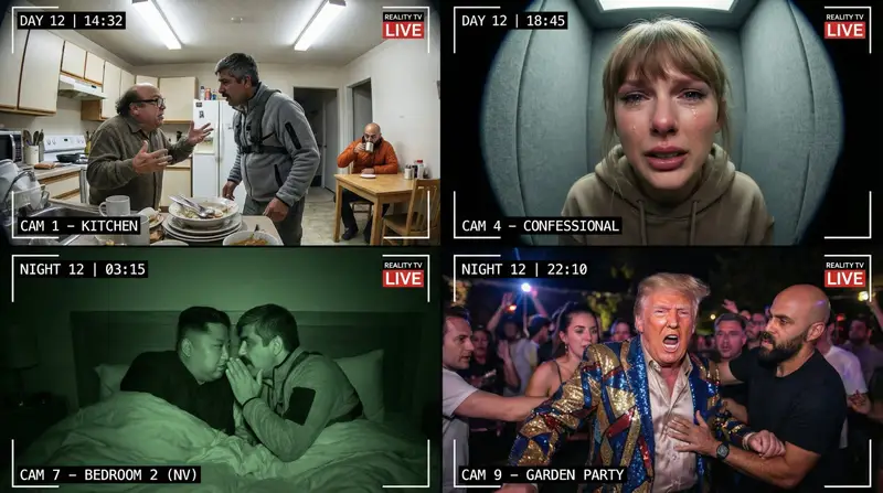 Preview of Raw Reality TV Broadcast Screenshots (2x2 Grid)