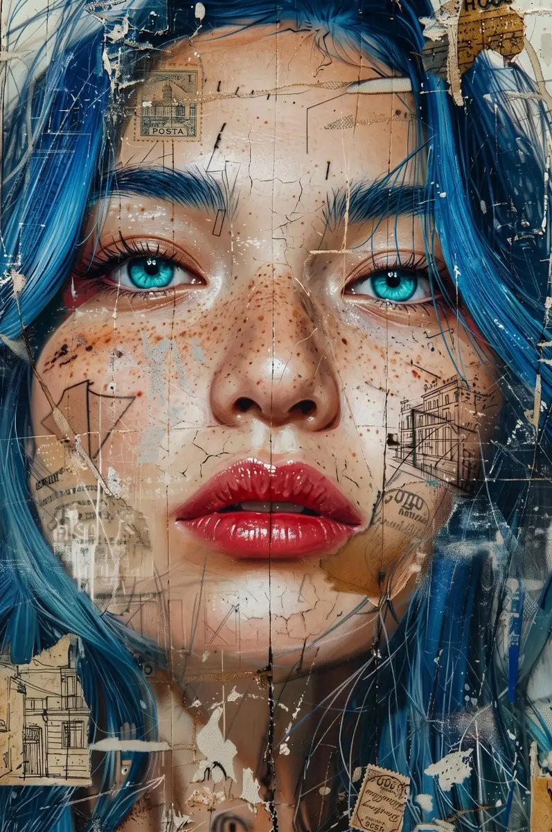 پیش‌نمایش Mixed Media Urban Collage Portrait