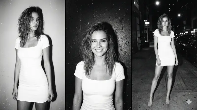 Preview of Multi-panel black and white film photo of model