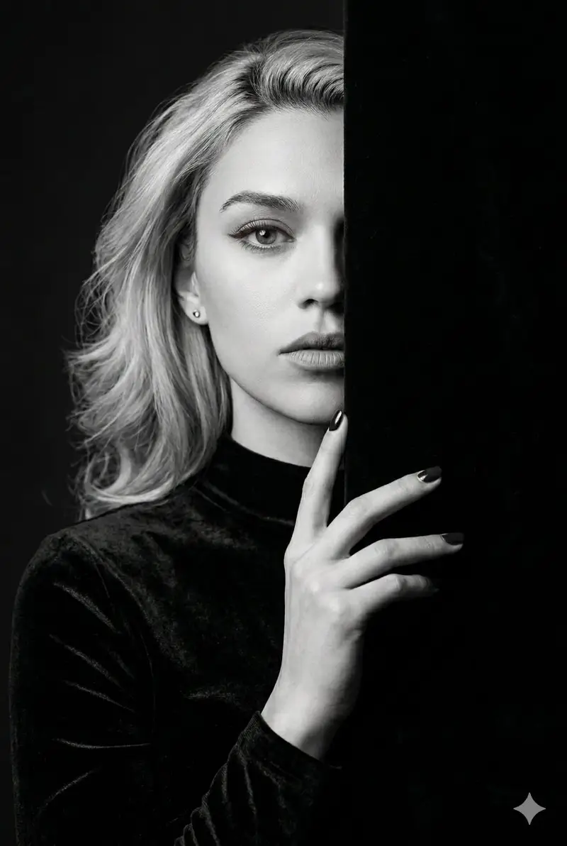 Preview of Black and White Studio Portrait with Identity Preservation