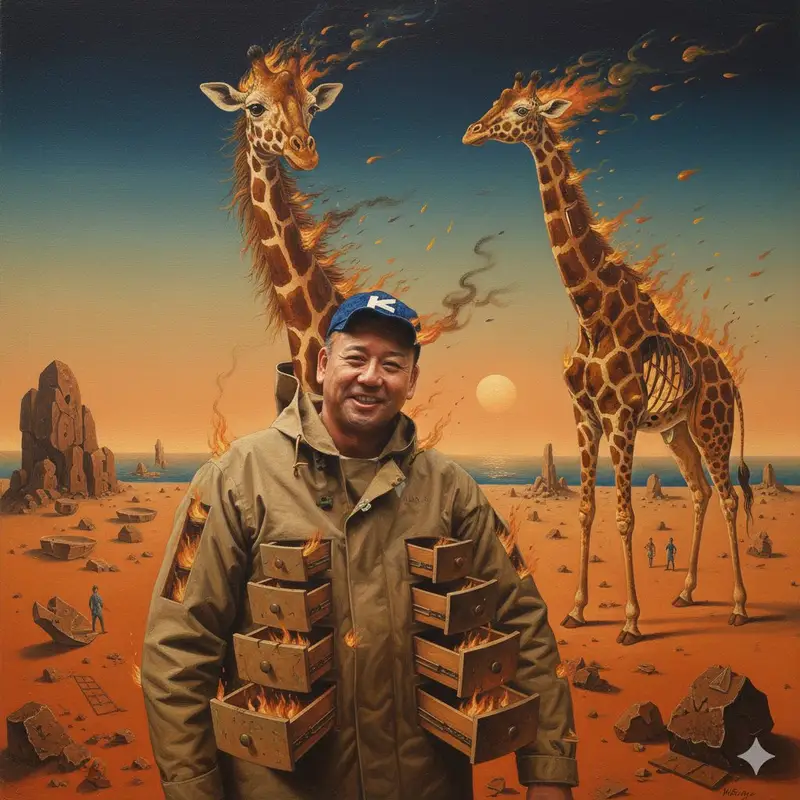 Preview of Image Style Transfer Prompt: Viking to Dali's 'Burning Giraffe' Style