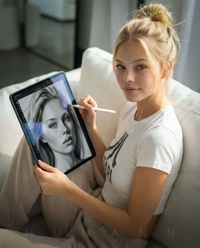 Preview of Photorealistic Self-Portrait Drawing with Reference Images