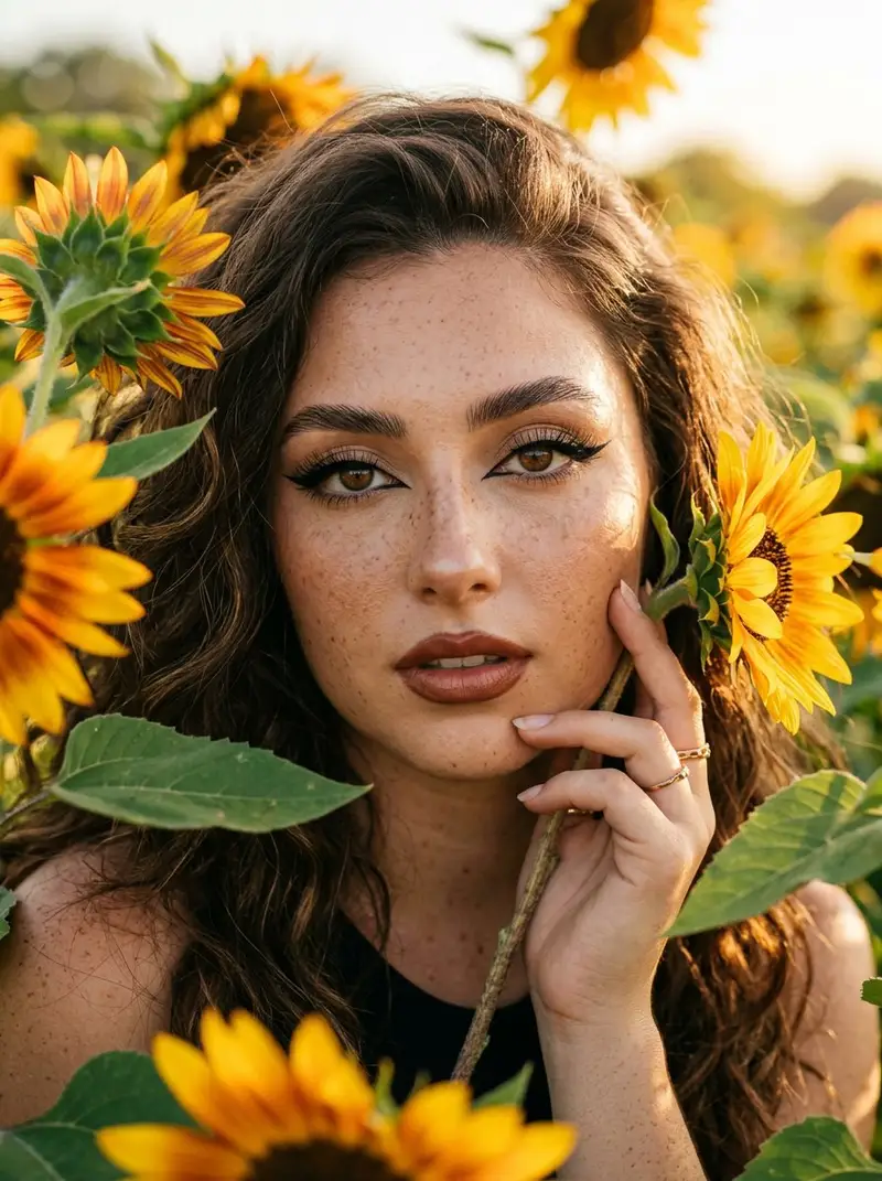 Preview of Sunflowers and Cinematic Eye-Lip Portrait