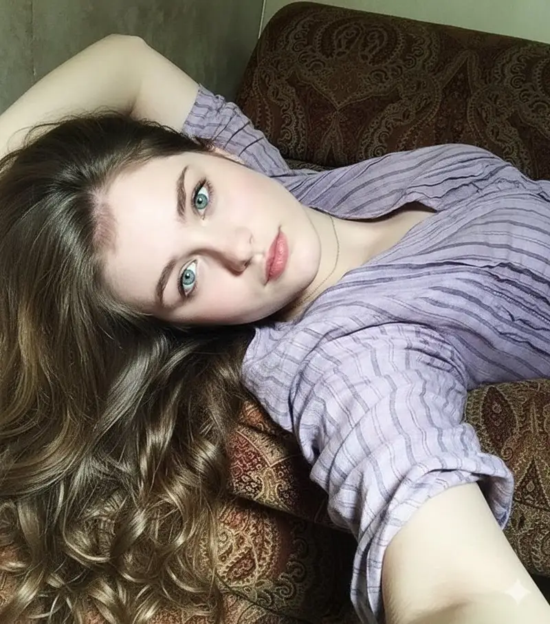 Preview of 8K Photorealistic Close-Up Selfie Prompt on Ornate Couch