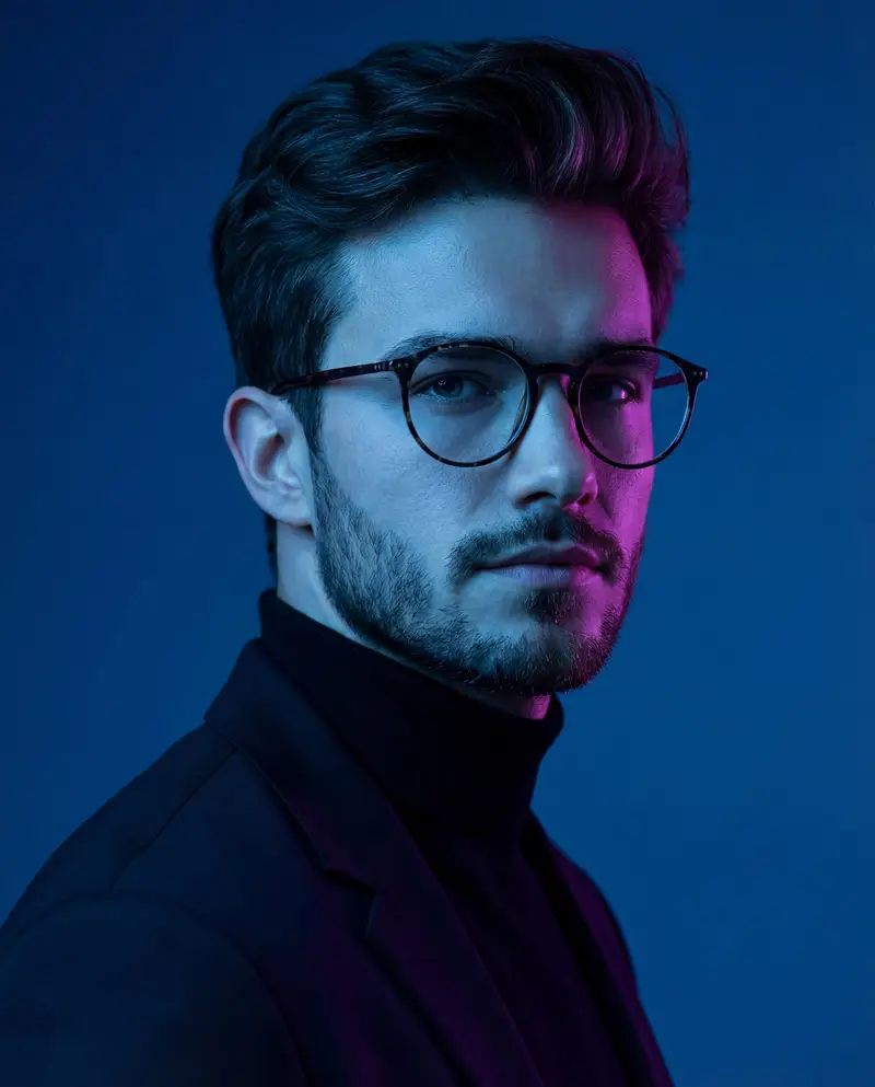 Preview of Dramatic Neon-Lit Portrait
