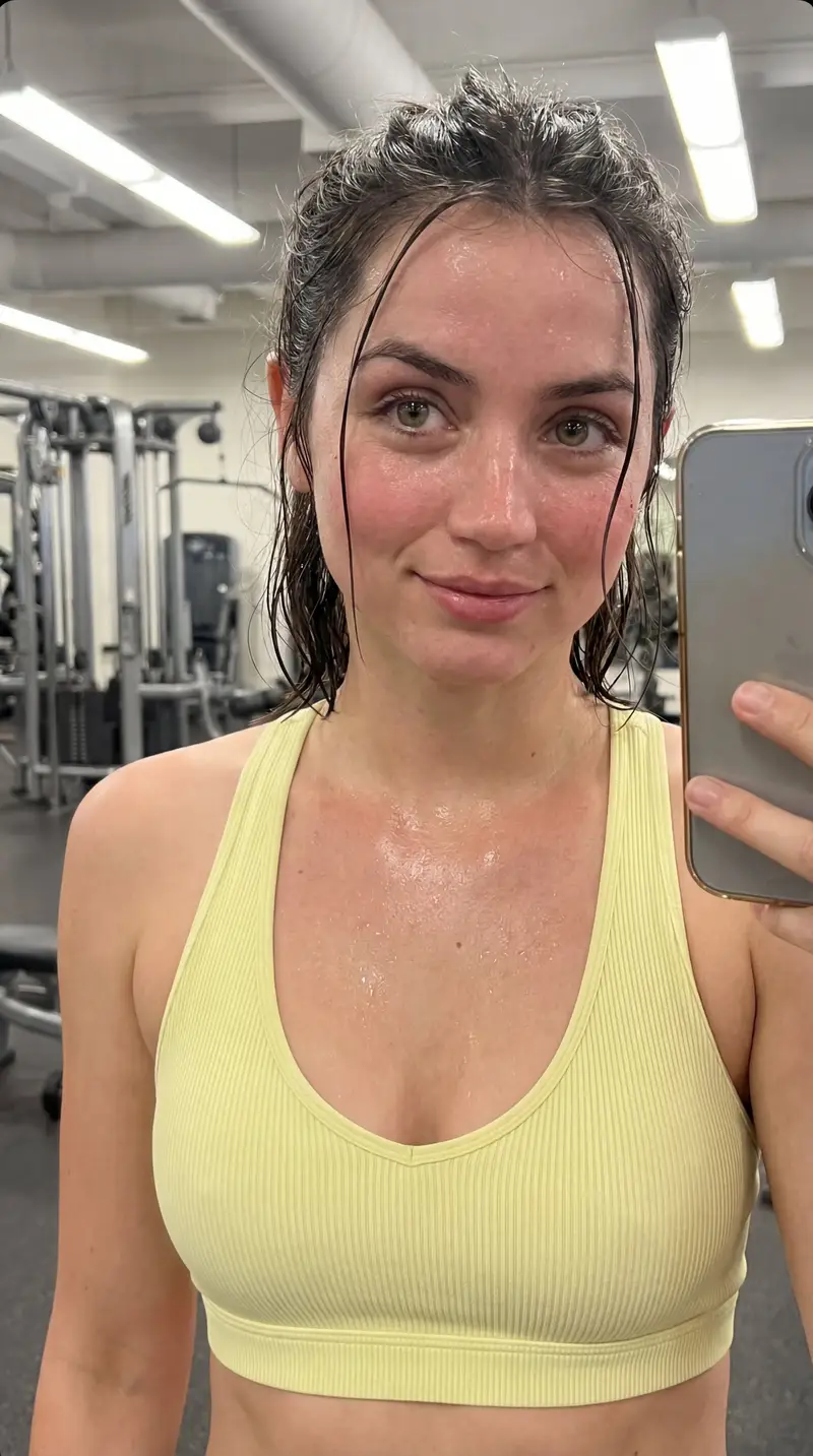 Preview of Ana de Armas Post-Workout Gym Selfie Portrait