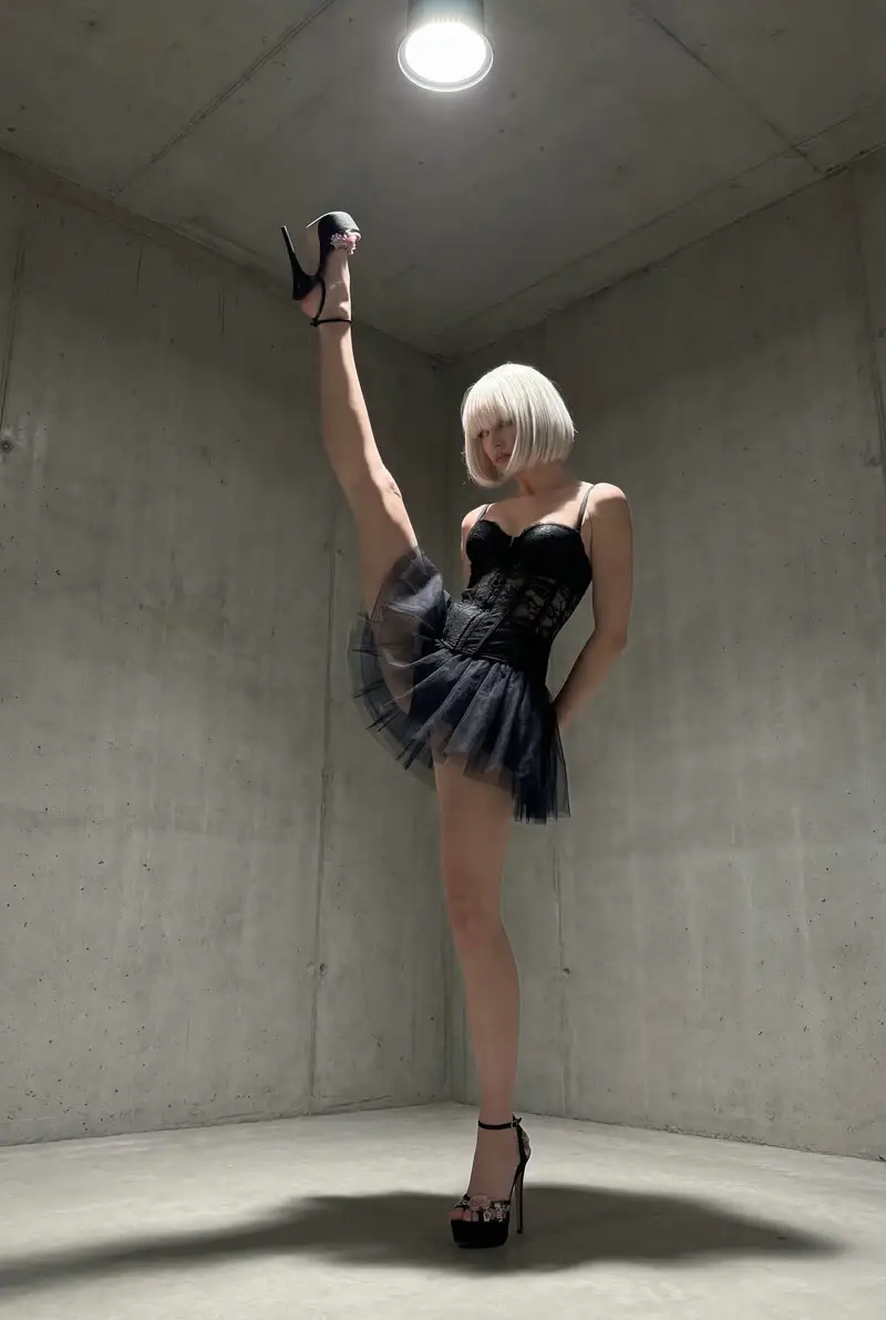 Preview of High-Fashion Editorial Portrait in Industrial Studio