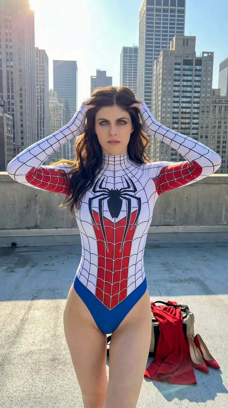 Preview of Photorealistic Spider-Girl Portrait with Voluminous Anatomy