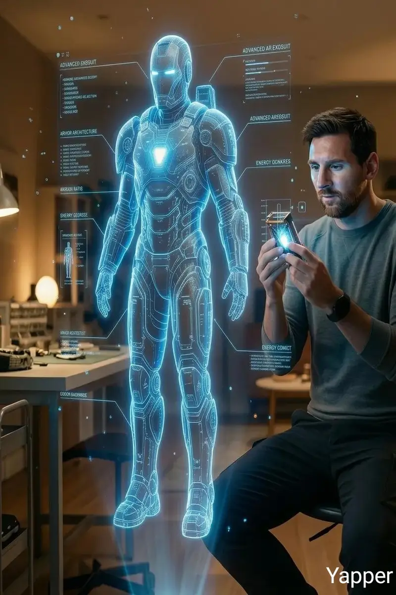 Preview of Futuristic Engineer with Holographic Exosuit