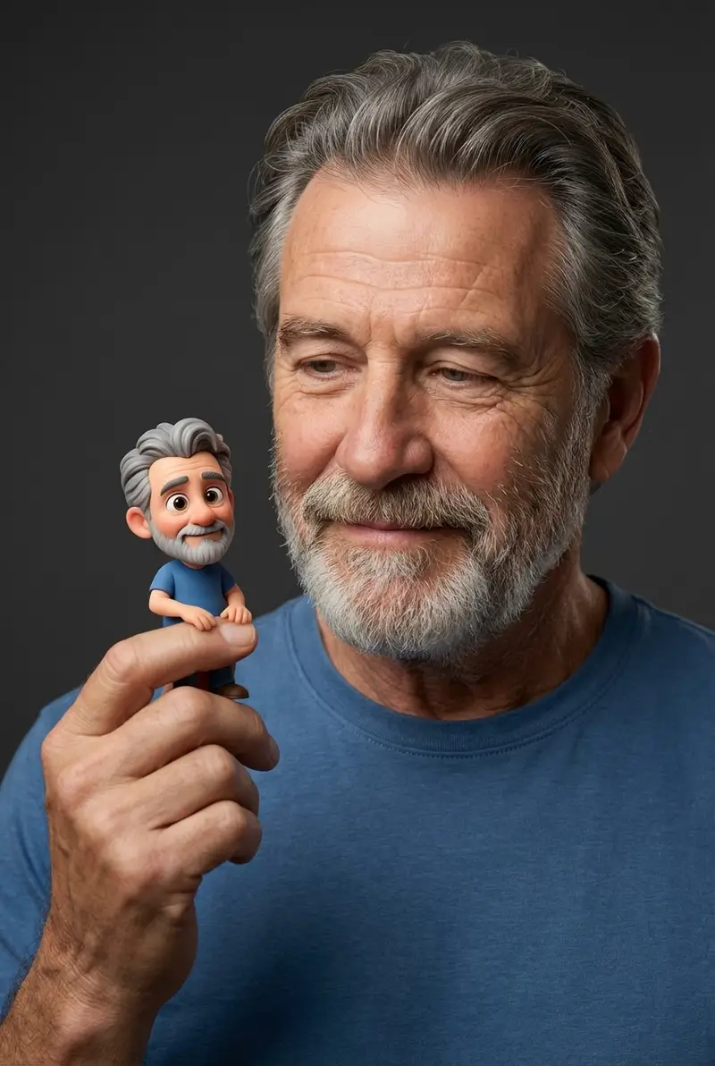 Preview of Photorealistic Portrait with Whimsical 3D Cartoon Clone Prompt