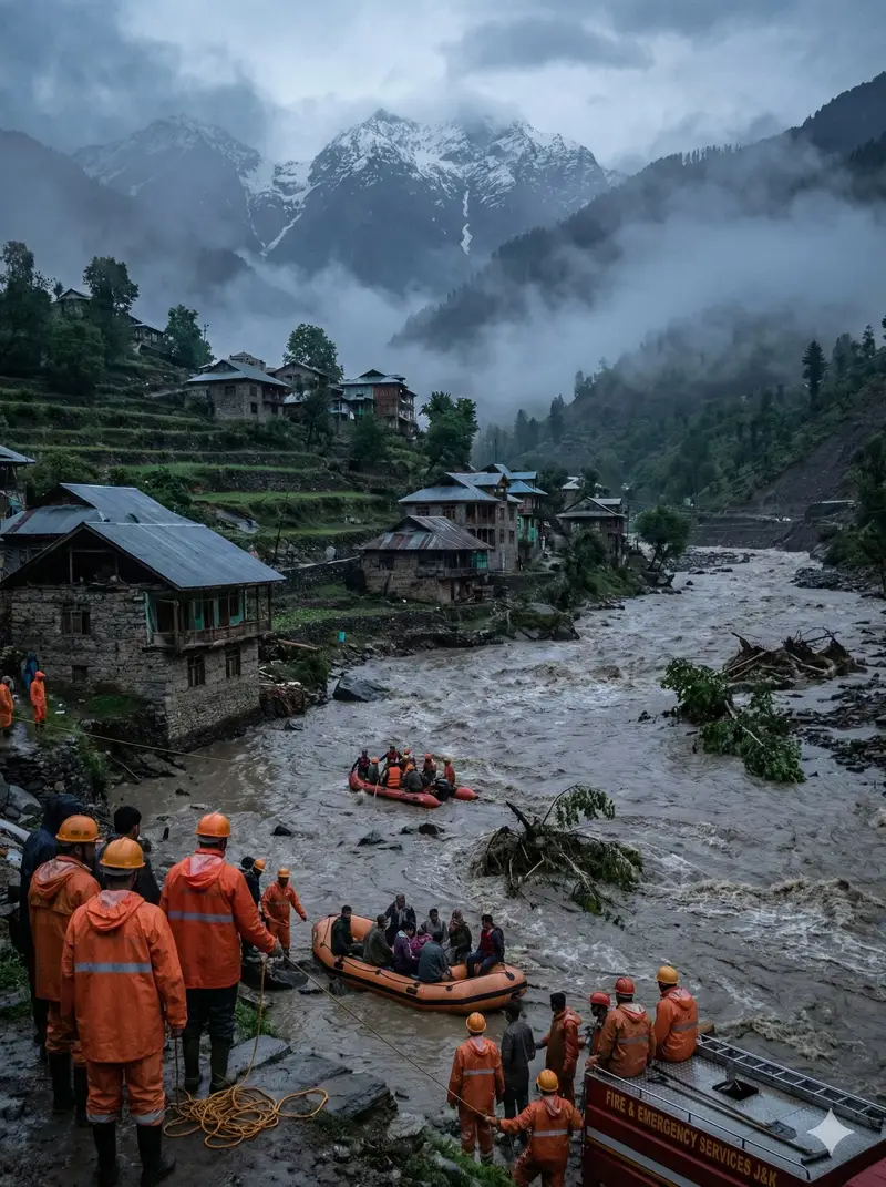 Preview of Dramatic Cinematic Kashmir Mountain Flood Rescue Scene