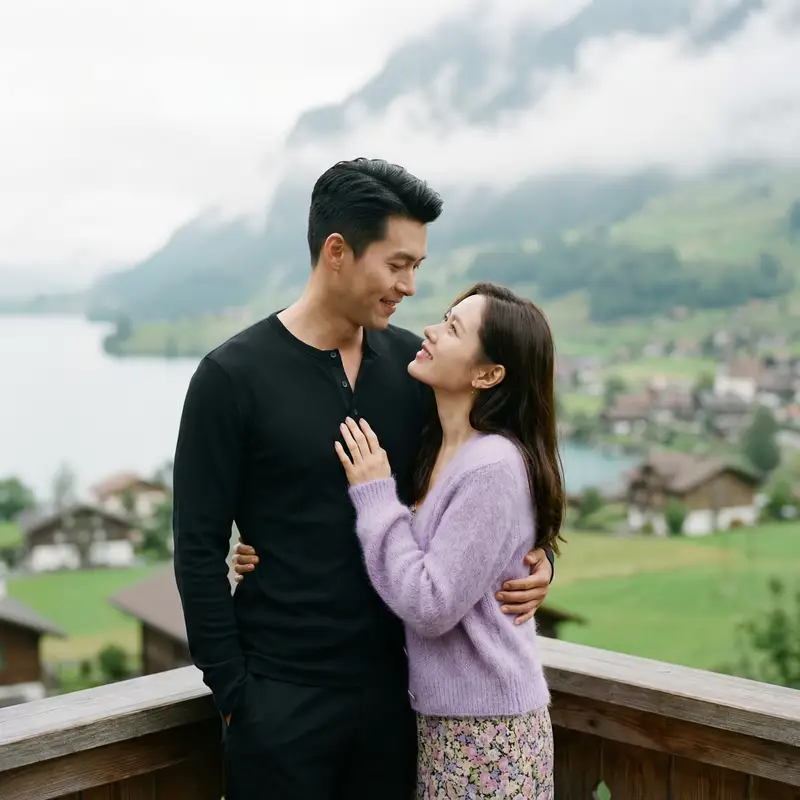 Preview of K-Drama Romantic Lakeside Embrace Prompt