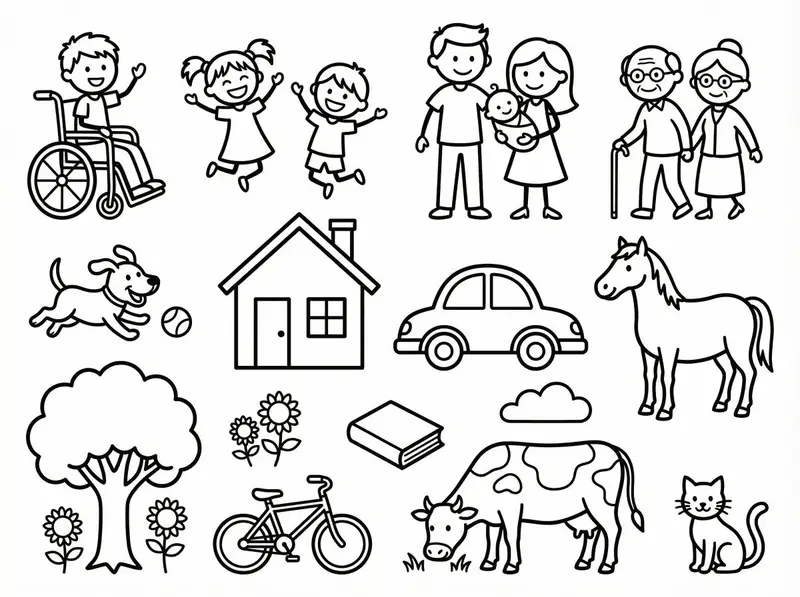 Preview of Simple Stick Figure Coloring Book Clipart