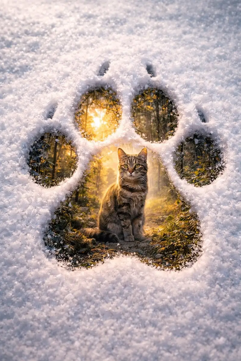 Preview of Surreal Pawprint Photo Manipulation Template