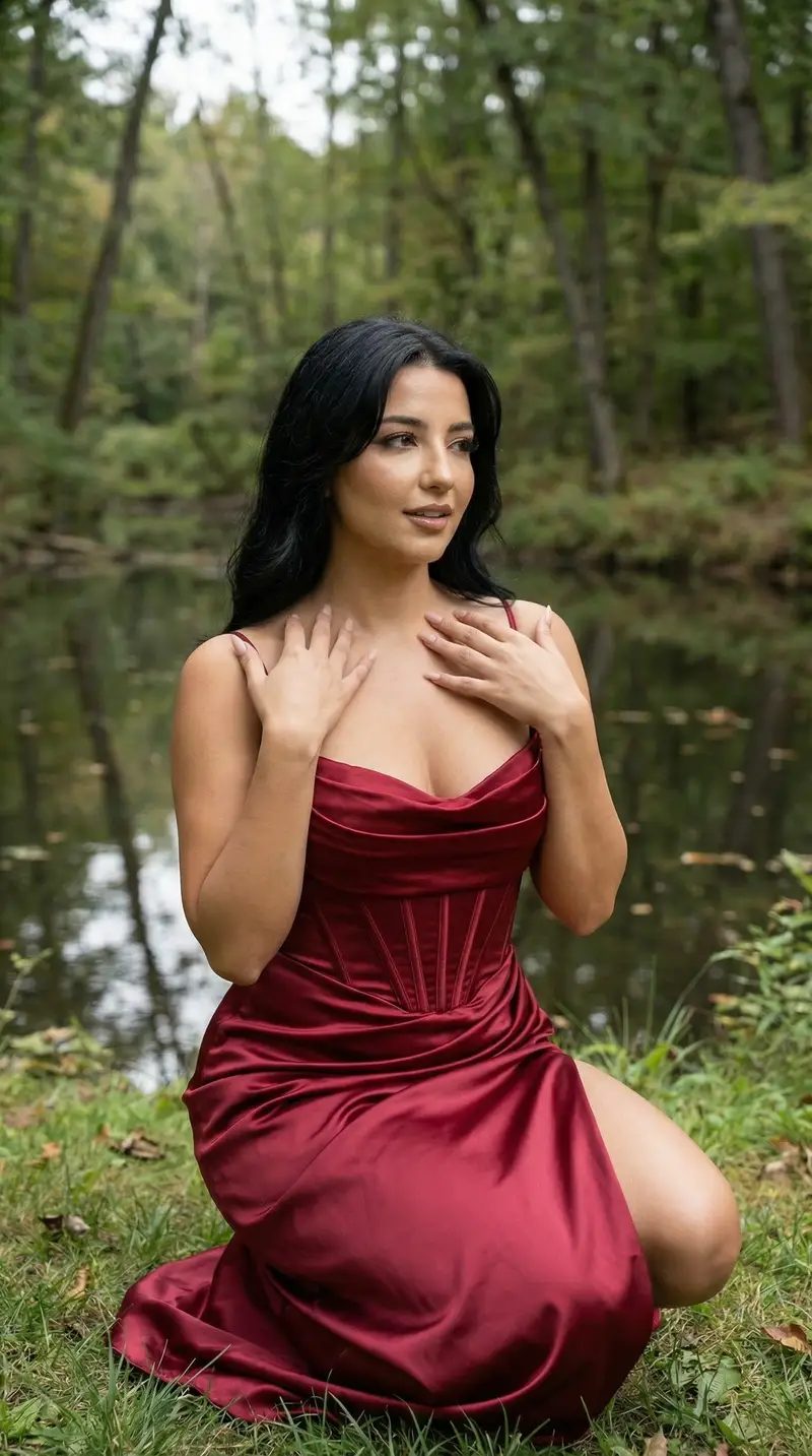 Preview of Cinematic Forest Lakeside Fashion Portrait