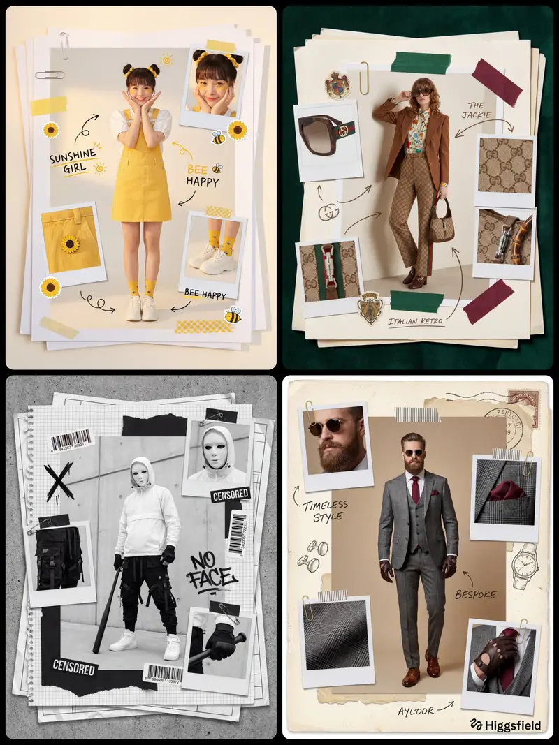 Preview of Fashion Scrapbook Page Layout Prompt Template