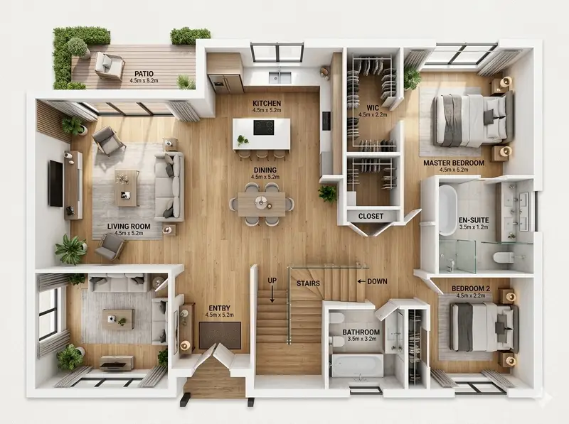 Preview of Modern Home Interior Architectural Blueprint Prompt