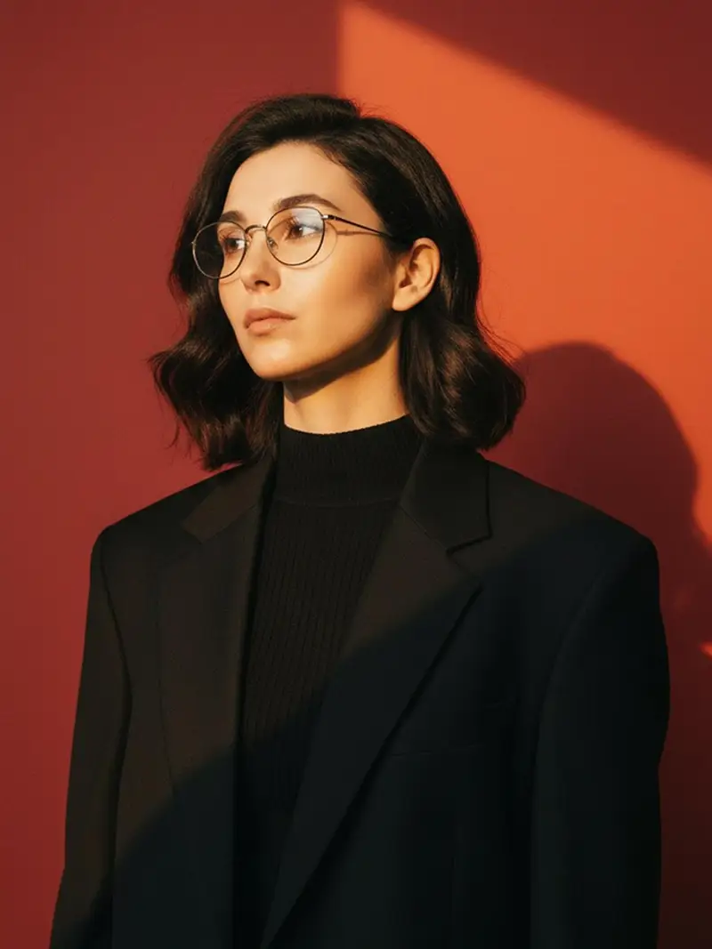 Preview of Cinematic Fashion Portrait with Geometric Shadows