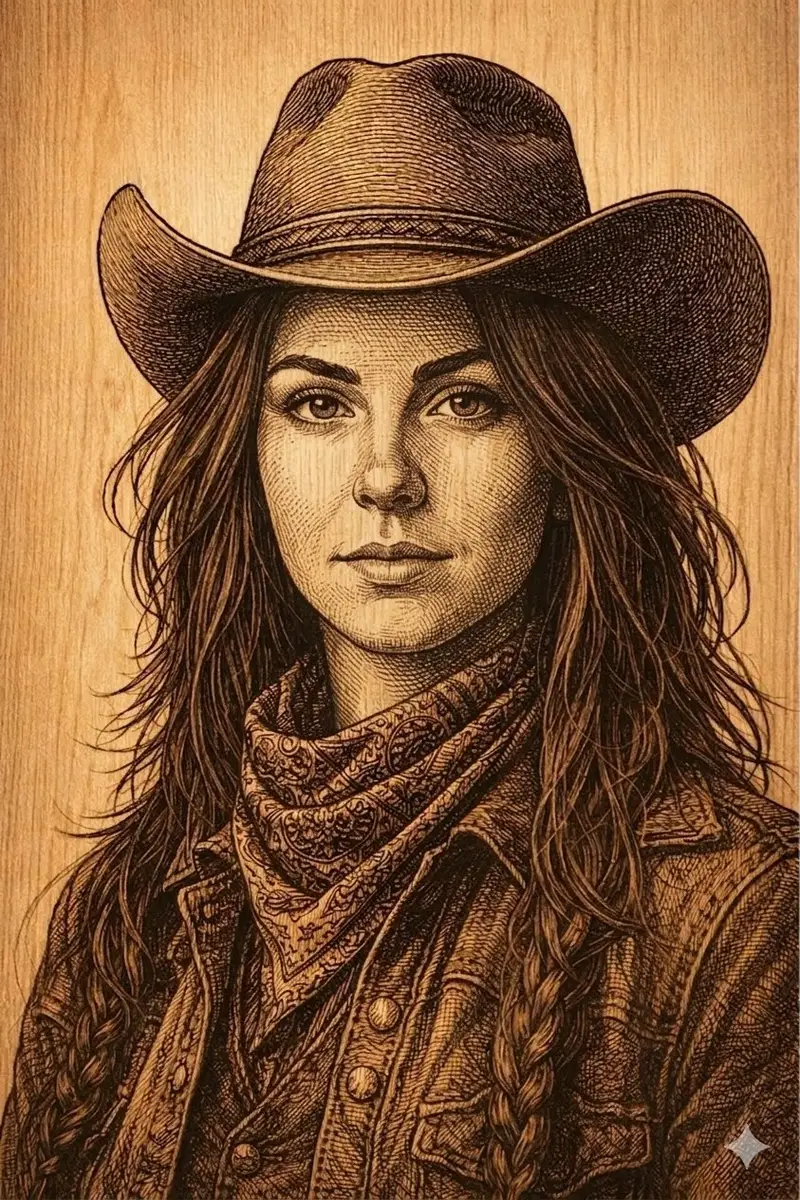 Preview of Western Outlaw Woodburning Pyrography Prompt