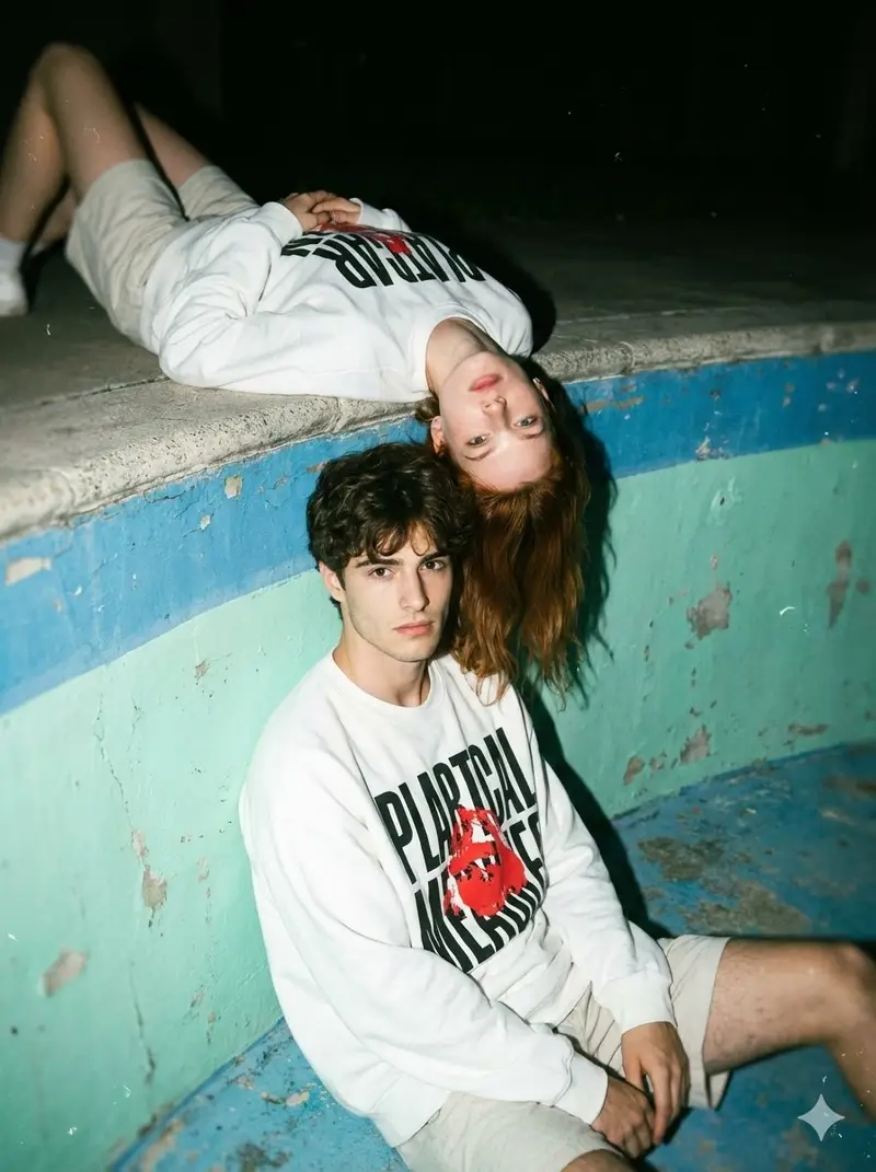 Preview of Streetwear Couple Film Shoot Prompt (Empty Pool)