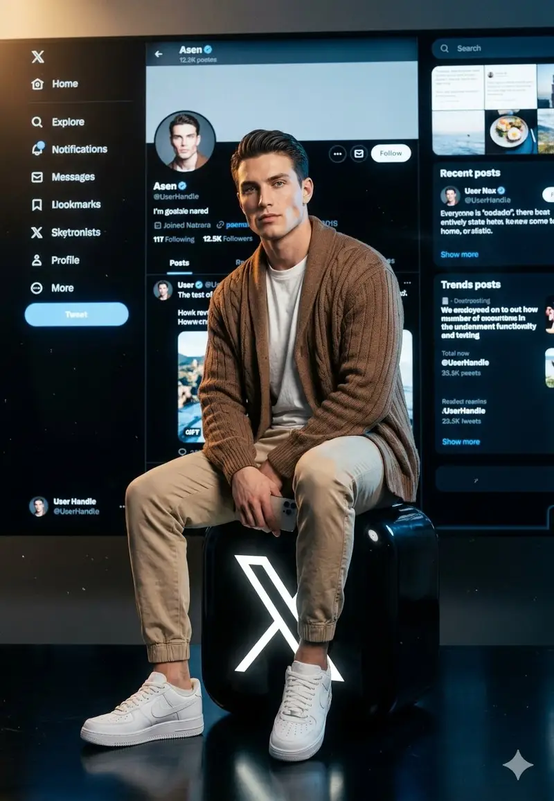 Preview of X/Twitter UI Interaction Scene