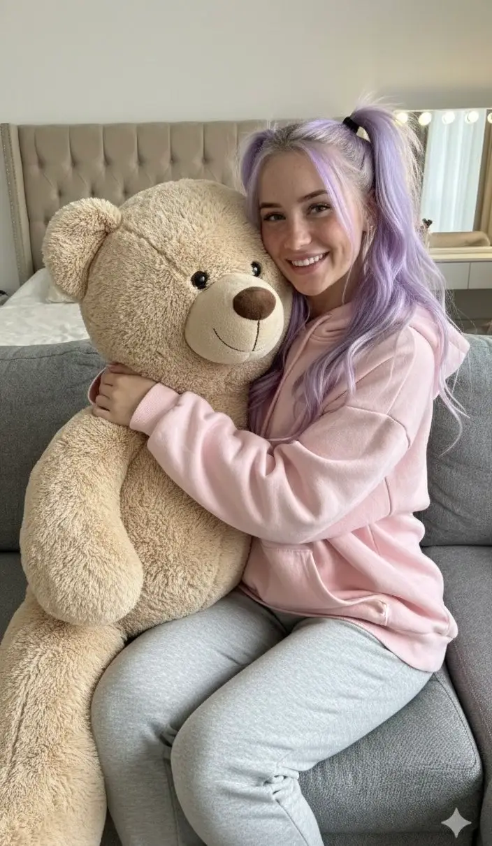 پیش‌نمایش Cozy Candid Snapshot with Giant Teddy Bear Prompt