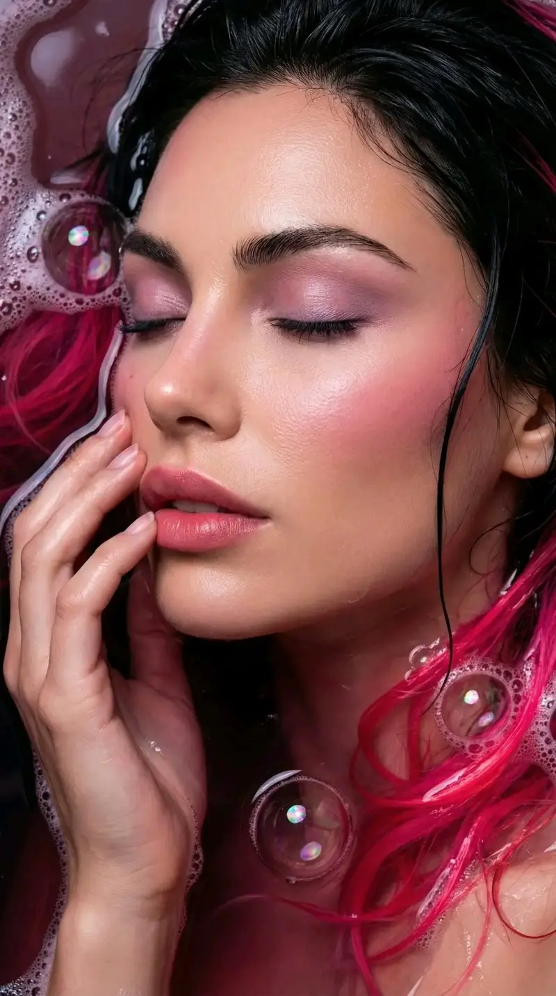 پیش‌نمایش پرامپت پرترهٔ ماکروی اثیری غرق در شکوفه‌ها