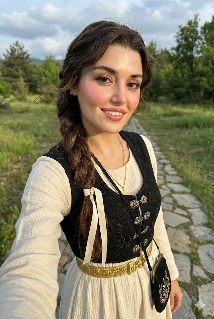 پیش‌نمایش Full-Body Selfie Portrait with Traditional Clothing and Face Lock