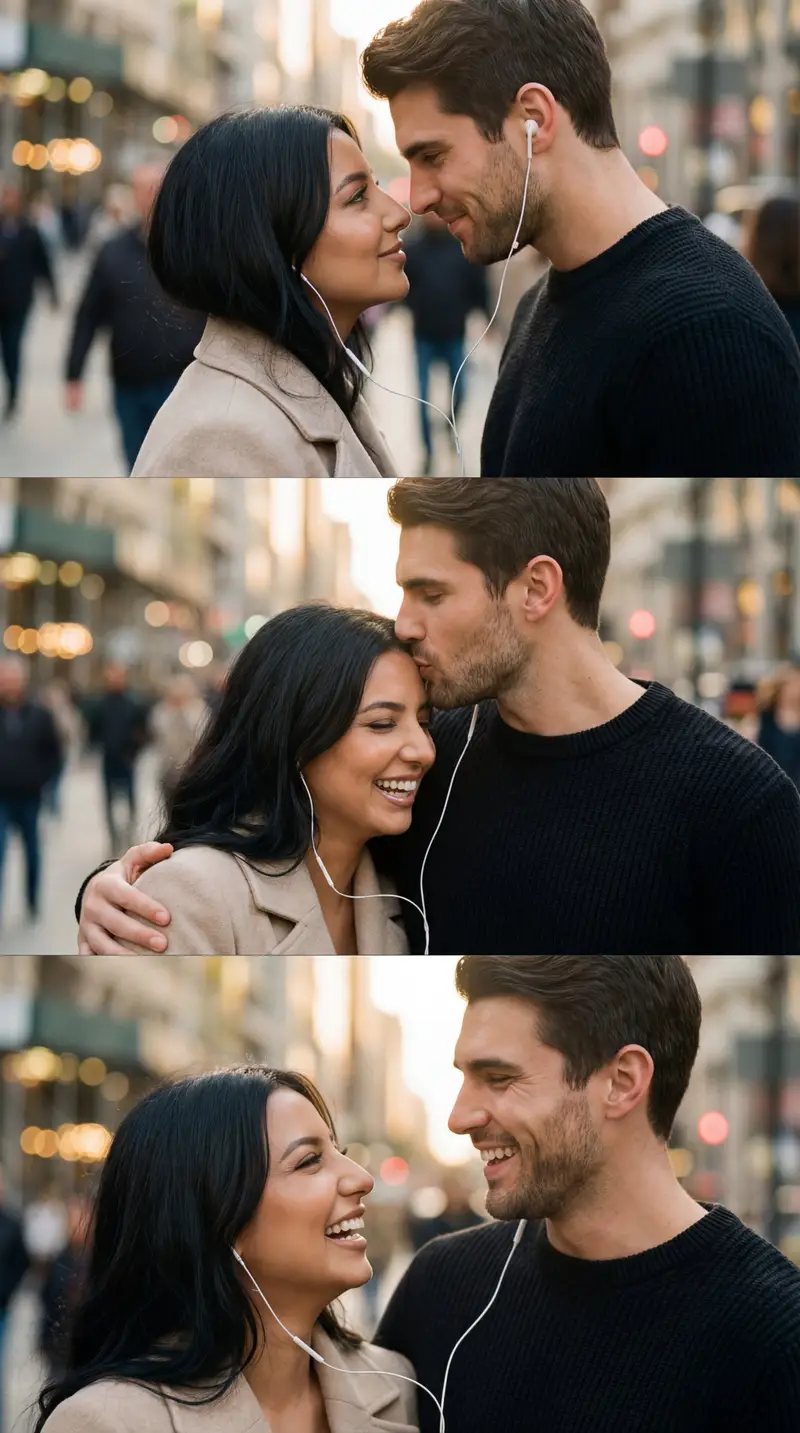 Preview of Romantic Cinematic Triptych with Shared Earphones