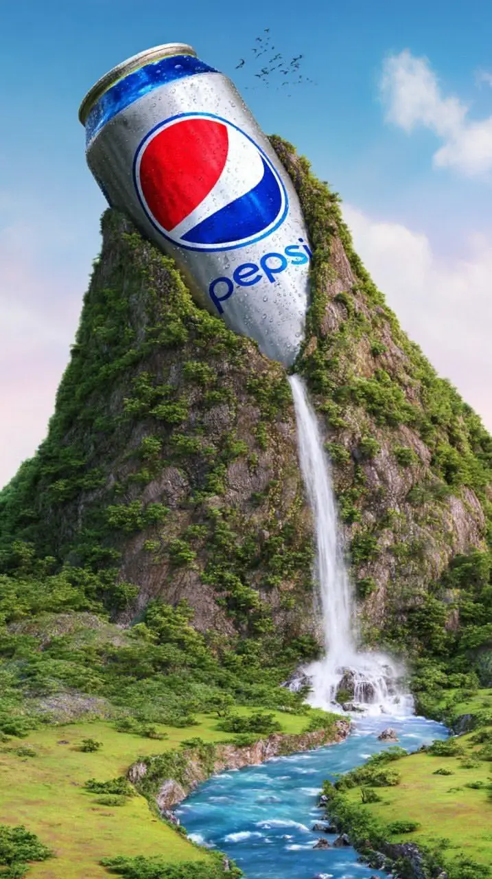 پیش‌نمایش Surreal Giant Aluminum Can Waterfall Prompt for Nano Banana 2