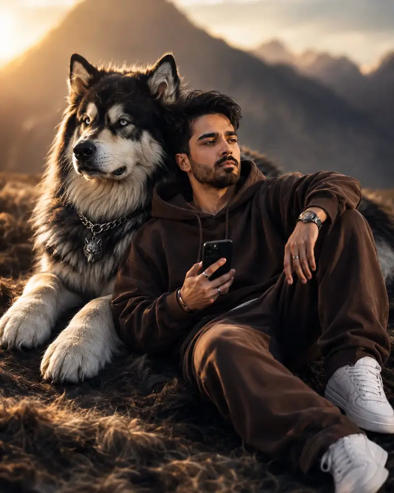 پیش‌نمایش مرد و همراه گرگ غول‌پیکر سینمایی