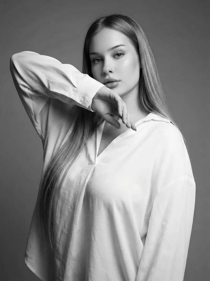 Preview of High-Fashion Monochrome Studio Portrait