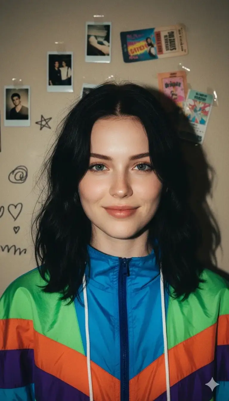 Preview of 90s Retro Windbreaker Portrait with Harsh Flash (Two Prompts)